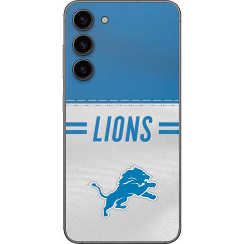NFL Detroit Lions White Striped Galaxy S23 Plus Skin