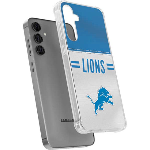 NFL Detroit Lions White Striped Galaxy S24 Plus Clear Case