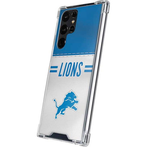 NFL Detroit Lions White Striped Galaxy S24 Ultra Clear Case