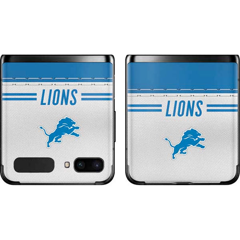 NFL Detroit Lions White Striped Galaxy Z Flip Skin