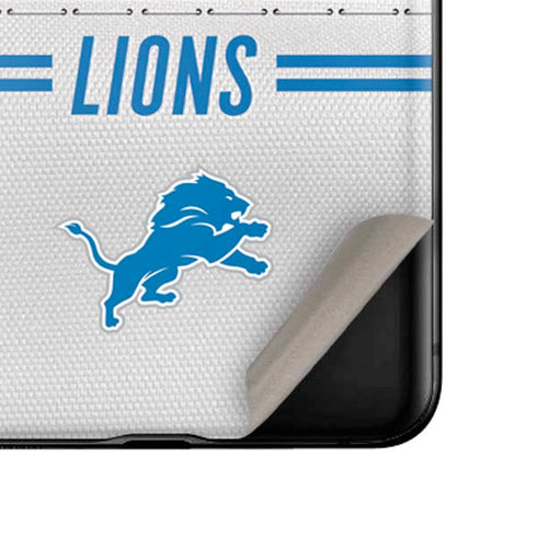 NFL Detroit Lions White Striped Galaxy Z Flip Skin