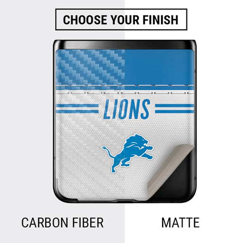 NFL Detroit Lions White Striped Galaxy Z Flip Skin