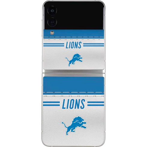 NFL Detroit Lions White Striped Galaxy Z Flip3 5G Skin