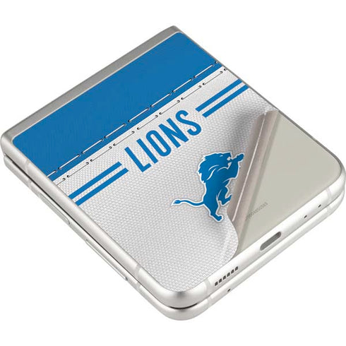 NFL Detroit Lions White Striped Galaxy Z Flip3 5G Skin