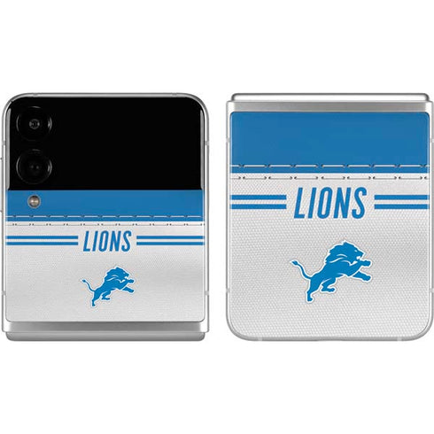 NFL Detroit Lions White Striped Galaxy Z Flip4 5G Skin