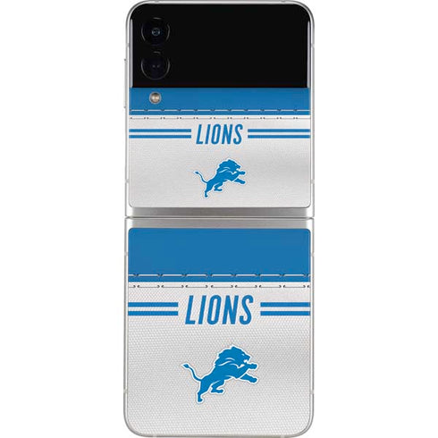 NFL Detroit Lions White Striped Galaxy Z Flip4 5G Skin
