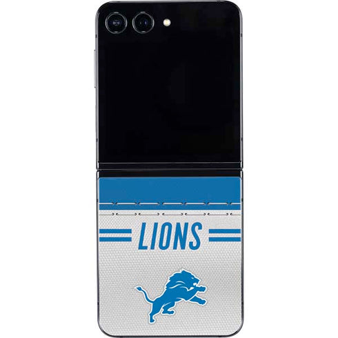 NFL Detroit Lions White Striped Galaxy Z Flip5 5G Skin