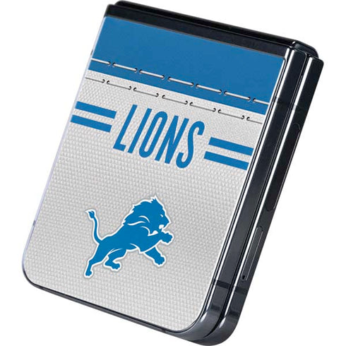 NFL Detroit Lions White Striped Galaxy Z Flip5 5G Skin