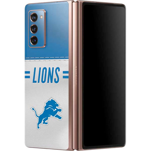 NFL Detroit Lions White Striped Galaxy Z Fold2 5G Skin