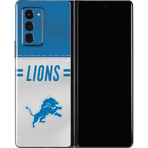 NFL Detroit Lions White Striped Galaxy Z Fold2 5G Skin