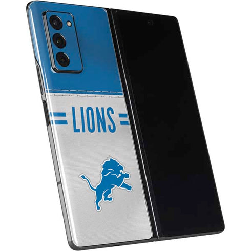 NFL Detroit Lions White Striped Galaxy Z Fold2 5G Skin
