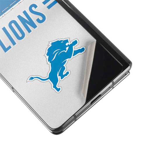 NFL Detroit Lions White Striped Galaxy Z Fold2 5G Skin