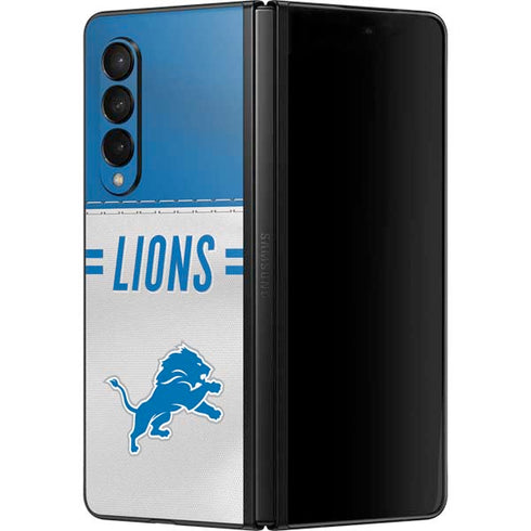 NFL Detroit Lions White Striped Galaxy Z Fold3 5G Skin