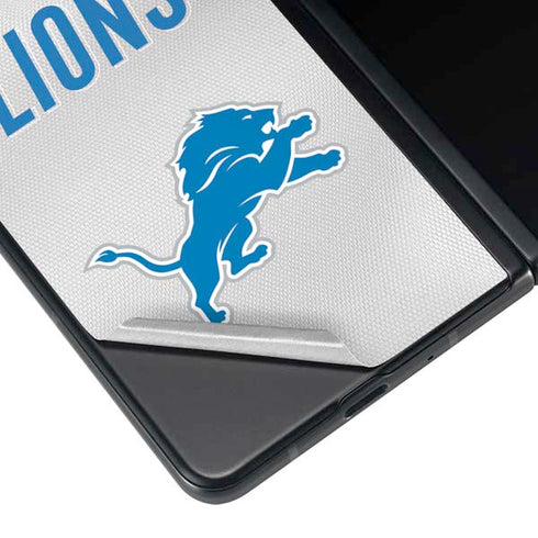 NFL Detroit Lions White Striped Galaxy Z Fold3 5G Skin