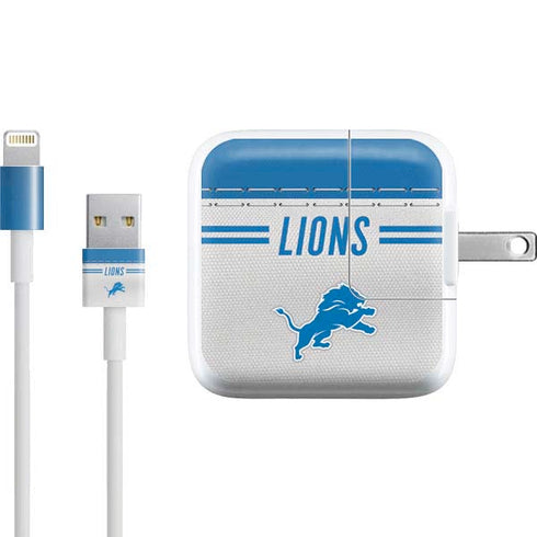 NFL Detroit Lions White Striped iPad Charger (10W USB) Skin