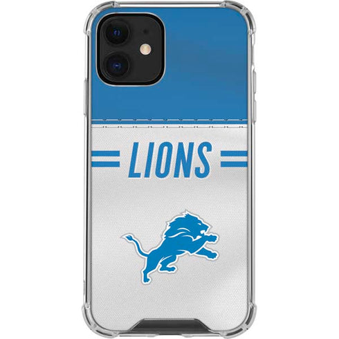 NFL Detroit Lions White Striped iPhone 12 Mini Clear Case