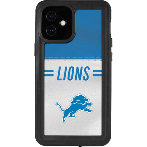 NFL Detroit Lions White Striped iPhone 12 Mini Waterproof Case