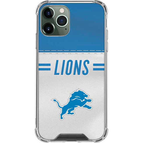 NFL Detroit Lions White Striped iPhone 12 Pro Clear Case