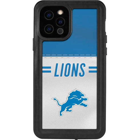 NFL Detroit Lions White Striped iPhone 12 Pro Waterproof Case