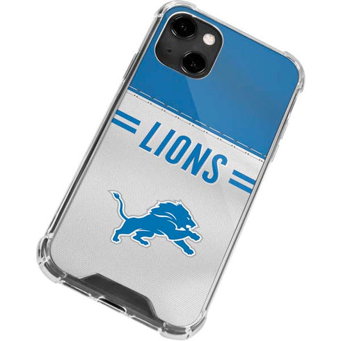 NFL Detroit Lions White Striped iPhone 14 Clear Case