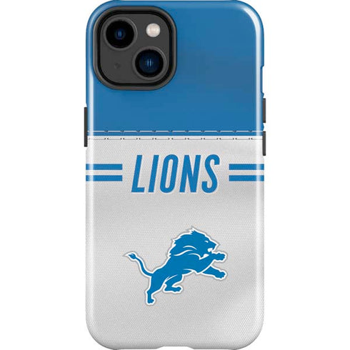 NFL Detroit Lions White Striped iPhone 15 Plus Impact Case