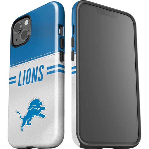 NFL Detroit Lions White Striped iPhone 15 Plus Impact Case
