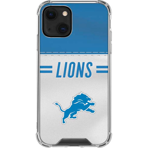 NFL Detroit Lions White Striped iPhone 15 Plus Clear Case