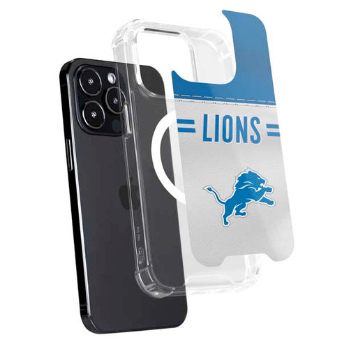 NFL Detroit Lions White Striped iPhone 14 Pro MagSafe Case
