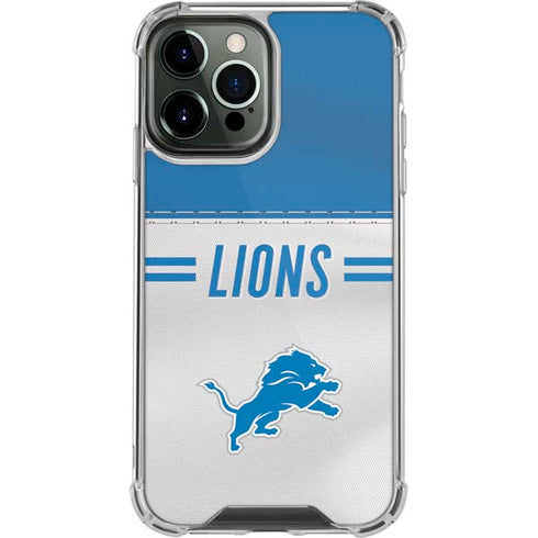 NFL Detroit Lions White Striped iPhone 14 Pro Max Clear Case