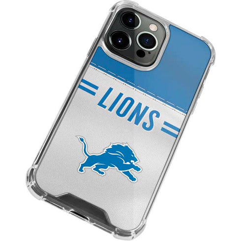 NFL Detroit Lions White Striped iPhone 15 Pro Max Clear Case