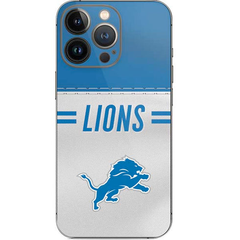NFL Detroit Lions White Striped iPhone 14 Pro Skin