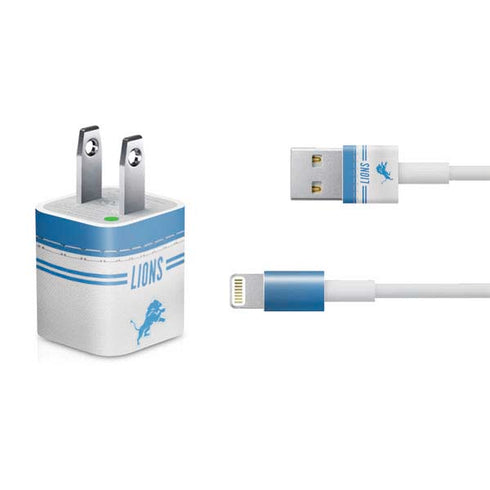 NFL Detroit Lions White Striped iPhone Charger (5W USB) Skin