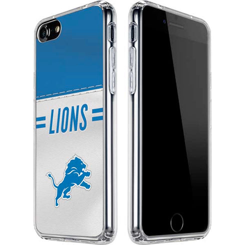 NFL Detroit Lions White Striped iPhone SE (2nd & 3rd Gen) Clear Case