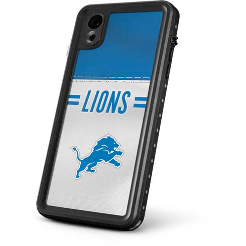 NFL Detroit Lions White Striped iPhone XR Waterproof Case