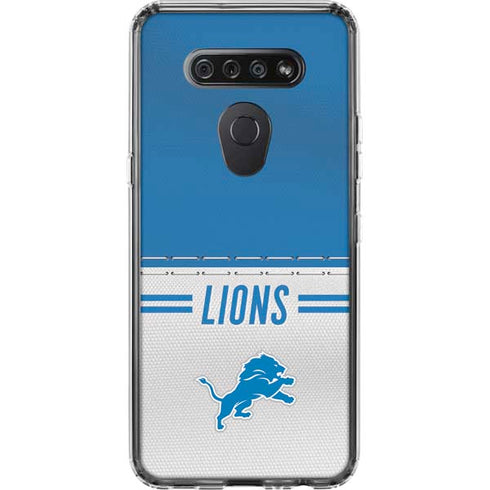 NFL Detroit Lions White Striped LG K51/Q51 Clear Case