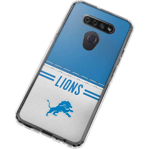 NFL Detroit Lions White Striped LG K51/Q51 Clear Case