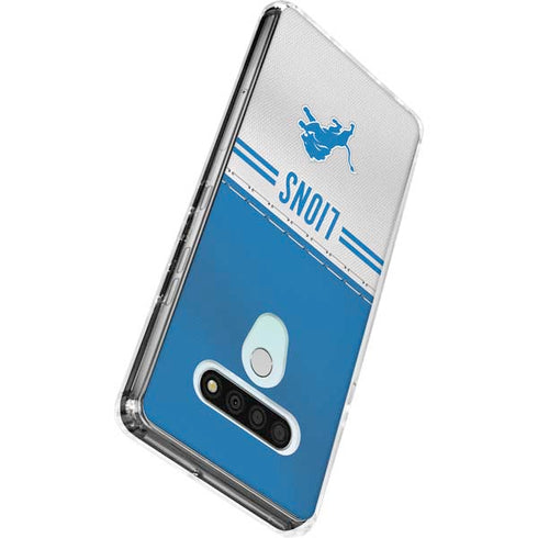 NFL Detroit Lions White Striped LG Stylo 6 Clear Case