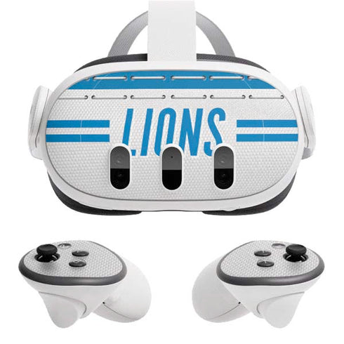 NFL Detroit Lions White Striped Meta Quest 3 Skin