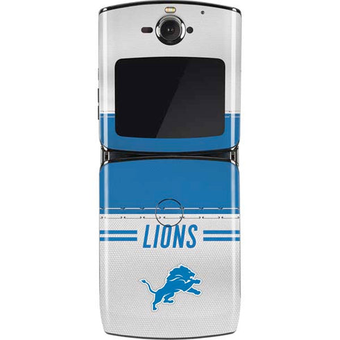 NFL Detroit Lions White Striped Motorola RAZR Skin