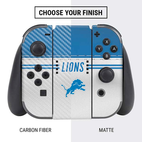 NFL Detroit Lions White Striped Nintendo Switch Bundle Skin