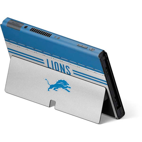 NFL Detroit Lions White Striped Nintendo Switch OLED (2021) Skin