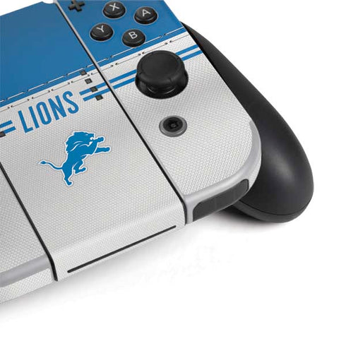NFL Detroit Lions White Striped Nintendo Switch OLED (2021) Skin