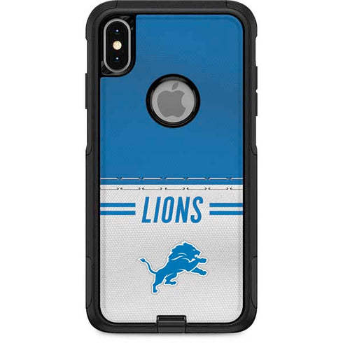 NFL Detroit Lions White Striped Otterbox Commuter iPhone Skin
