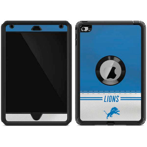 NFL Detroit Lions White Striped Otterbox Defender iPad Skin