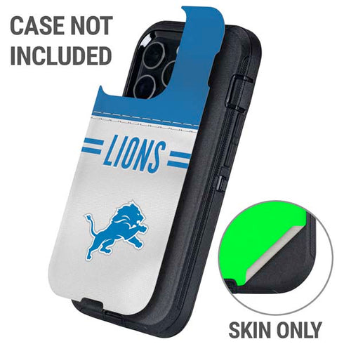 NFL Detroit Lions White Striped Otterbox Defender iPhone Skin