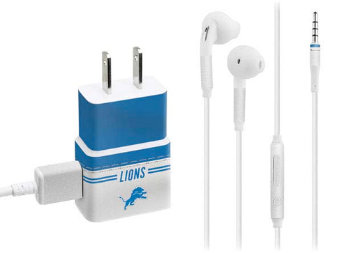 NFL Detroit Lions White Striped Phone Charger Skin