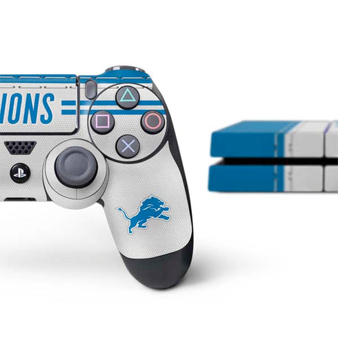 NFL Detroit Lions White Striped PS4 Console and Controller Bundle Skin