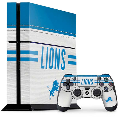 NFL Detroit Lions White Striped PS4 Console and Controller Bundle Skin