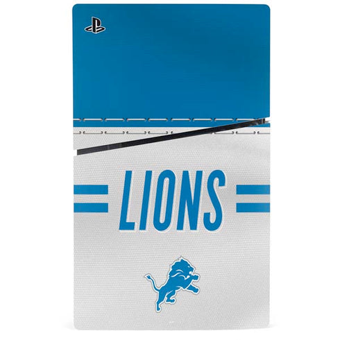 NFL Detroit Lions White Striped PS5 Slim Disk Bundle Skin