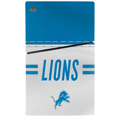 NFL Detroit Lions White Striped PS5 Slim Disk Console Skin